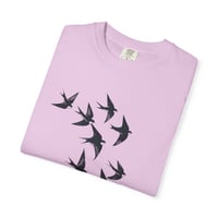 Image 24 of Swallow Flock T-shirt | Minimal Bird Tee, Flight Silhouette Shirt