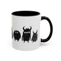 Image 2 of Mug, Cute Monsters Black and White Illustration Coffee Cup