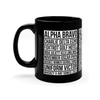 Image 2 of Military Coffee Mug, NATO Phonetic Alphabet Black Ceramic Cup, Army Gift for Veterans, 11oz-9e401f32