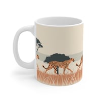 Image 2 of Cheetahs Savannah Africa Mug 11oz, Big Cats Coffee Cup, Wildlife Illustrated Tea Mug, Anima-2e7c15d4
