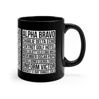 Image 3 of Military Coffee Mug, NATO Phonetic Alphabet Black Ceramic Cup, Army Gift for Veterans, 11oz-9e401f32
