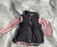 Image 1 of Tahari Ribbed Long Sleeve Tee & Zip Up Vest 