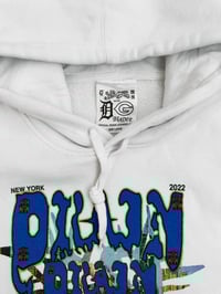 Image 3 of Bladee Face Shield NYC White Graphic Hoodie