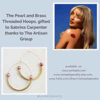 Image 1 of Pearl and Brass Threaded Hoops, Gifted to Sabrina Carpenter