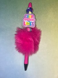 “Color outside the lines” fuzzy pink pen 