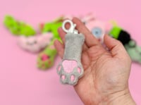 Image 2 of Plush Cat Paw Bag Charm Keychain 