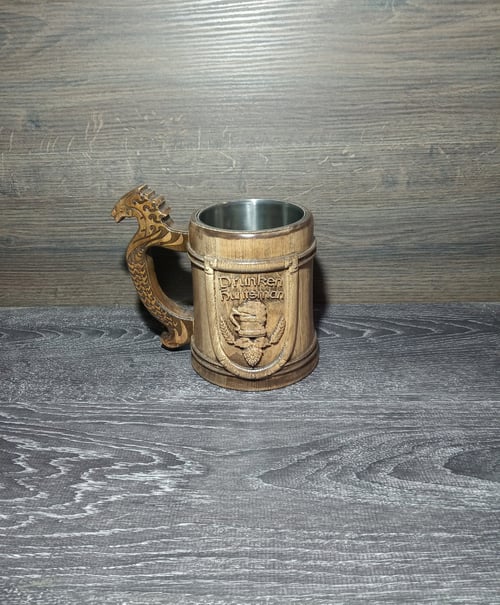 Image of Drunken huntsman Wooden beer mug, , personalized tankard, gamers gift, 