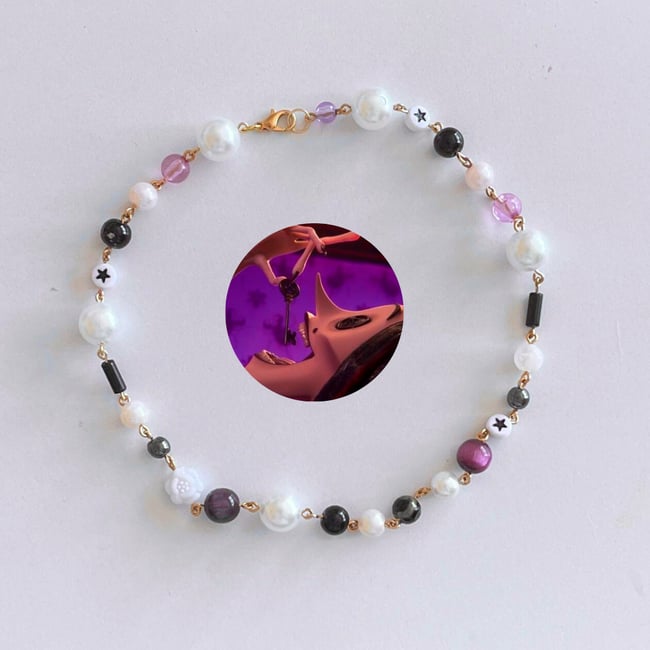 purple star gold wire necklace