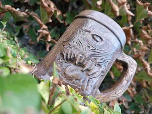 Image of Mimic Monster Wooden Beer Mug – Fantasy Tankard Inspired by Dungeons & Dragons