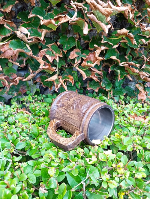 Image of Mimic Monster Wooden Beer Mug – Fantasy Tankard Inspired by Dungeons & Dragons