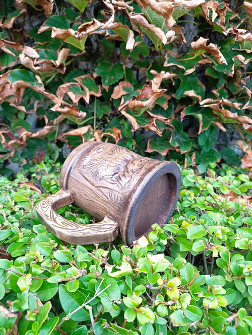 Image of Mimic Monster Wooden Beer Mug – Fantasy Tankard Inspired by Dungeons & Dragons