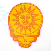 Image 1 of 12" Woodcut Orange Sunshine Stealie Painting