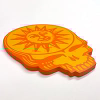Image 2 of 12" Woodcut Orange Sunshine Stealie Painting