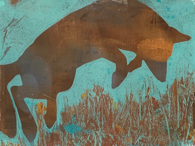 Fox Leaping 09 (on turquoise)