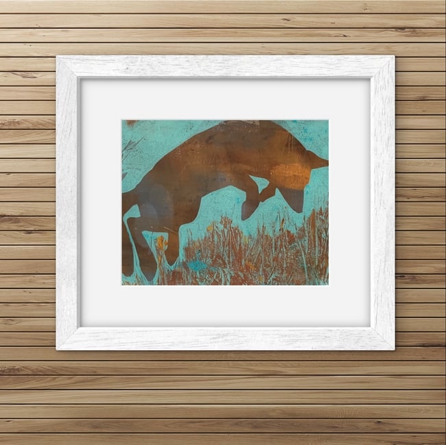 Fox Leaping 09 (on turquoise)