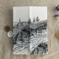 Image 20 of Rustic vineyard sketch printed vellum wrap for 5x7 cards PACK of 10