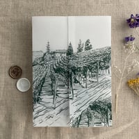 Image 3 of Rustic vineyard sketch printed vellum wrap for 5x7 cards PACK of 10