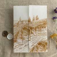 Image 5 of Rustic vineyard sketch printed vellum wrap for 5x7 cards PACK of 10