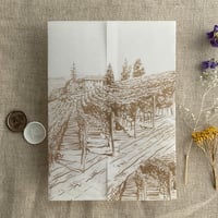 Image 6 of Rustic vineyard sketch printed vellum wrap for 5x7 cards PACK of 10