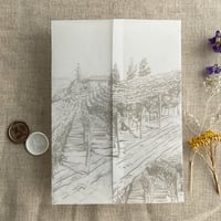 Image 18 of Rustic vineyard sketch printed vellum wrap for 5x7 cards PACK of 10