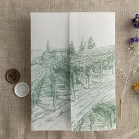 Image 2 of Rustic vineyard sketch printed vellum wrap for 5x7 cards PACK of 10