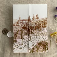 Image 8 of Rustic vineyard sketch printed vellum wrap for 5x7 cards PACK of 10