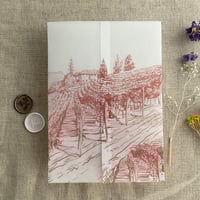 Image 12 of Rustic vineyard sketch printed vellum wrap for 5x7 cards PACK of 10