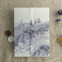 Image 15 of Rustic vineyard sketch printed vellum wrap for 5x7 cards PACK of 10