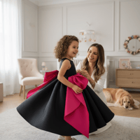 Image 1 of Black and Hot Pink Princess Dress