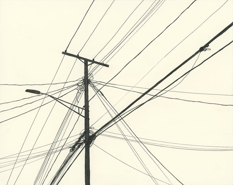 Power Lines Drawing #19 (Hamtramck) - ORIGINAL DRAWING