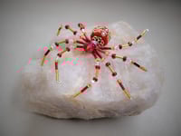 Image 1 of Red and Gold Beaded Christmas Spider