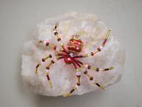 Image 3 of Red and Gold Beaded Christmas Spider