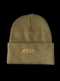 Image 2 of Light Brown Nomyl Beanie front and back hits