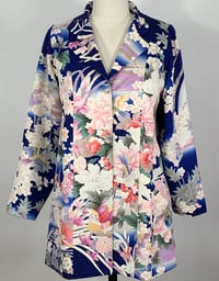 Image 1 of Blue Floral with Birds Trench Coat