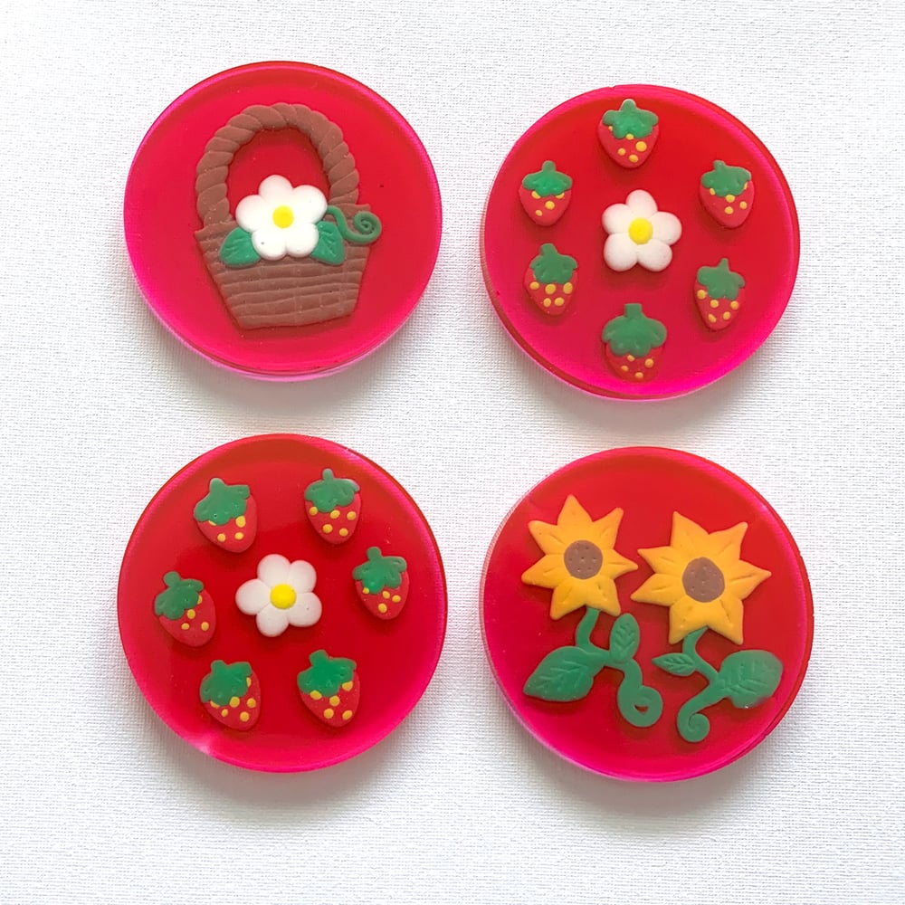 Image of Strawberry & Flowers Coasters (Set of 4)