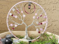 Image 3 of Tree of Life-Cherry Pink with Owl Charm