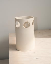 Image 1 of Cut-Out Vase in Matte Ivory Satin