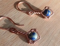 Image 1 of Marbly Twisty Copper Earrings💙
