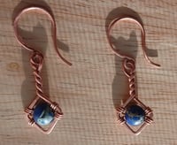 Image 2 of Marbly Twisty Copper Earrings💙