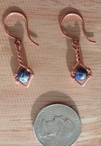 Image 3 of Marbly Twisty Copper Earrings💙