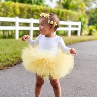 Image 1 of Yellow Fluffy Tutu Babies Toddlers Girls Birthday Baby Shower Halloween Gift