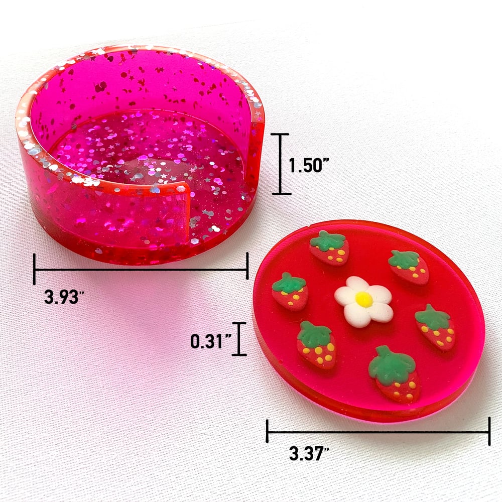 Image of Strawberry & Flowers Coasters (Set of 4)