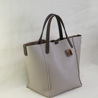 Image 2 of 3-Panel Two-way Tote in pebbled light gray