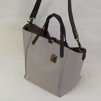 Image 5 of 3-Panel Two-way Tote in pebbled light gray