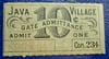 VERY SCARCE JAVA VILLAGE ADMITTANCE TICKET AT THE WORLD'S COLUMBIAN EXPO