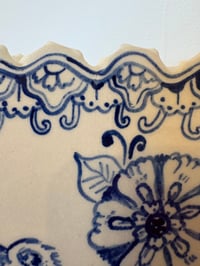 Image 4 of Large Blue & White Songbird Vase  Ceramic Folk Art Vase SECOND