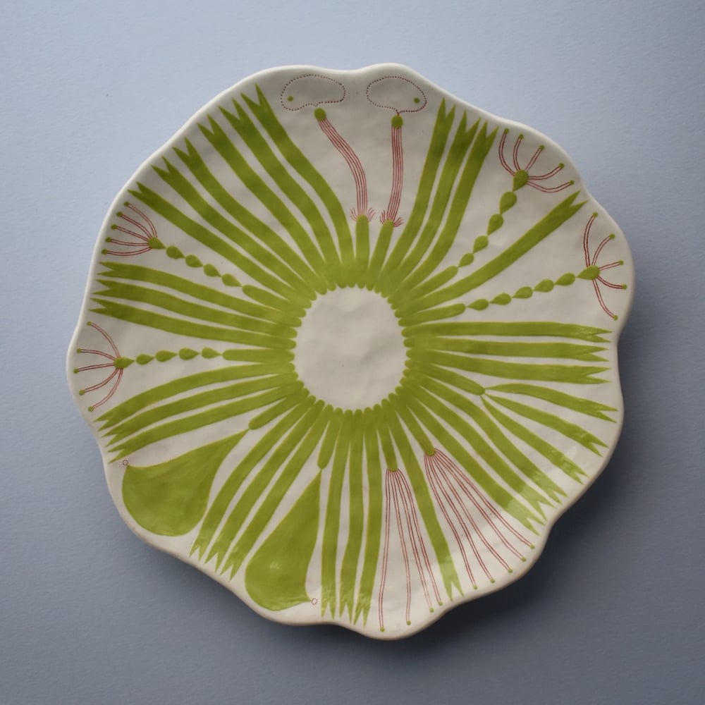 Image of Green Abstract Plant Plate