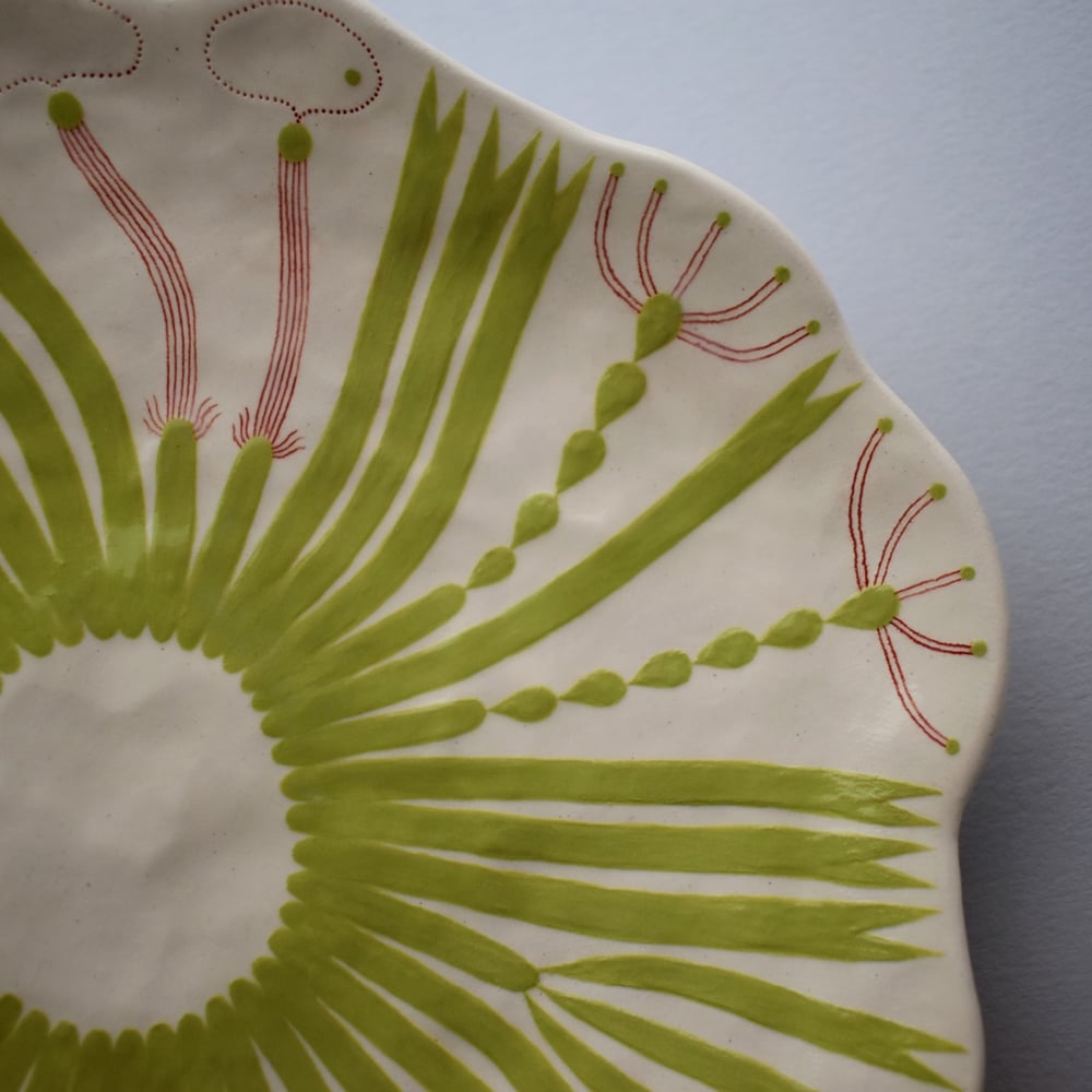 Image of Green Abstract Plant Plate