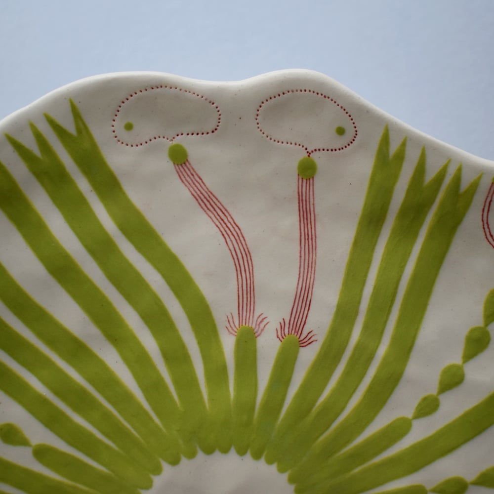 Image of Green Abstract Plant Plate
