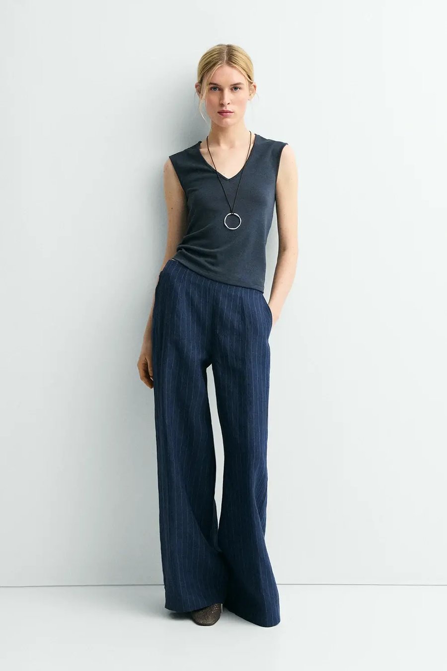 Image of 2-Pantalon Yukata Navy
